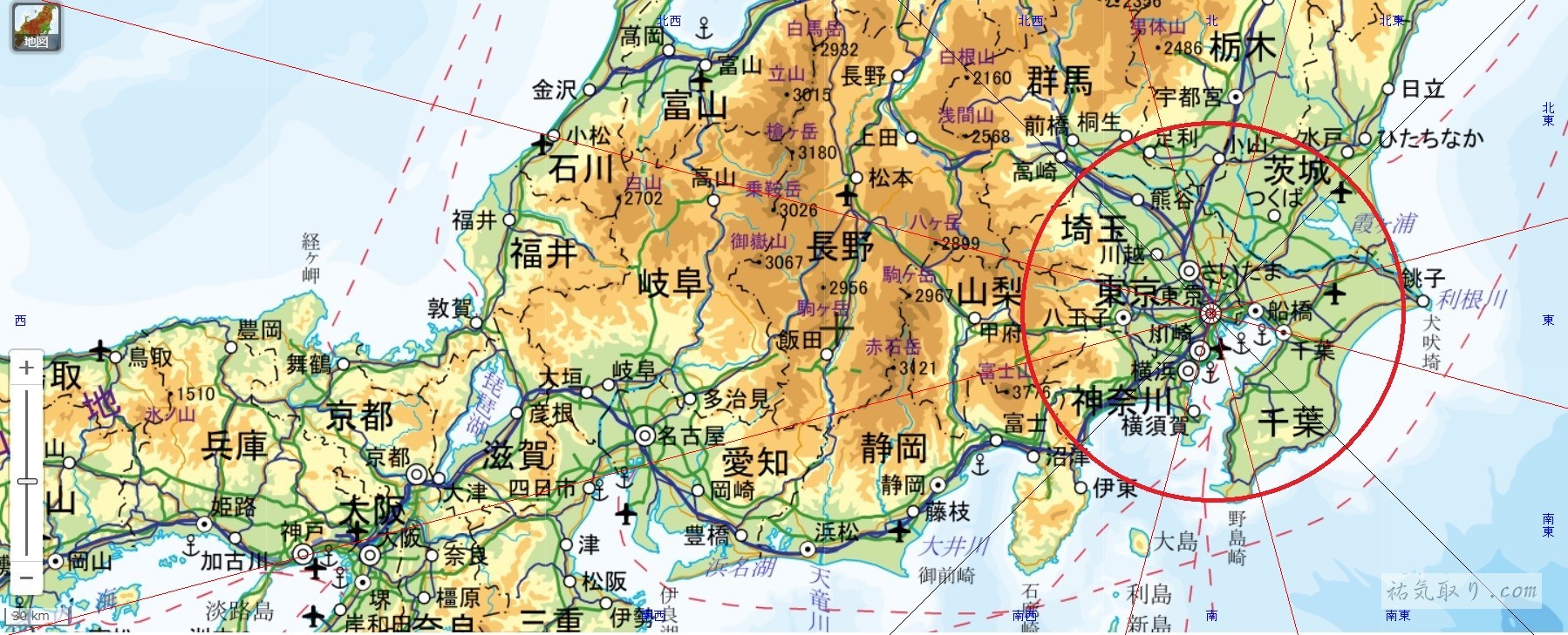 東京から100キロ どこまで？